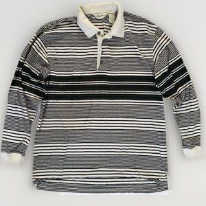 Vintage Eddie Bauer Mens Rugby Polo Shirt Large Green White Colorbock 90s